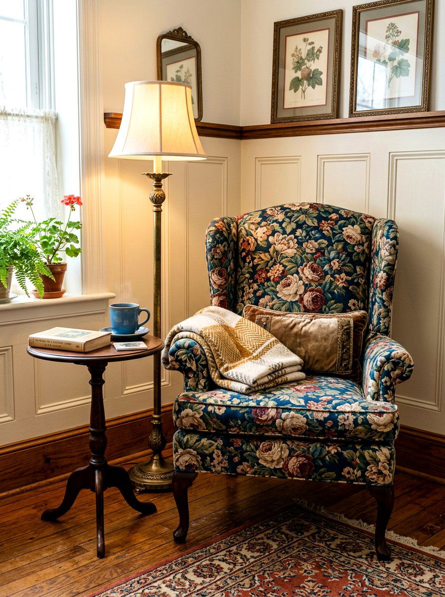 Vintage Armchair Corner - 30 nursery reading nook ideas