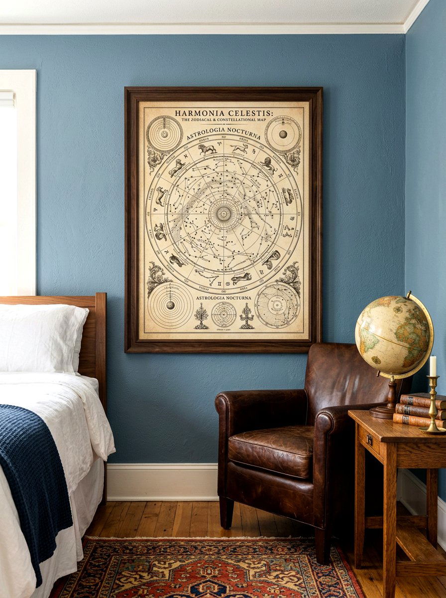 Vintage Astrology Chart Poster - 30 extra celestial bedroom ideas