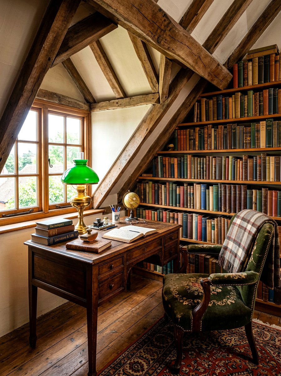 Vintage Attic Reading Corner Writing Desk - 30 attic reading corner ideas