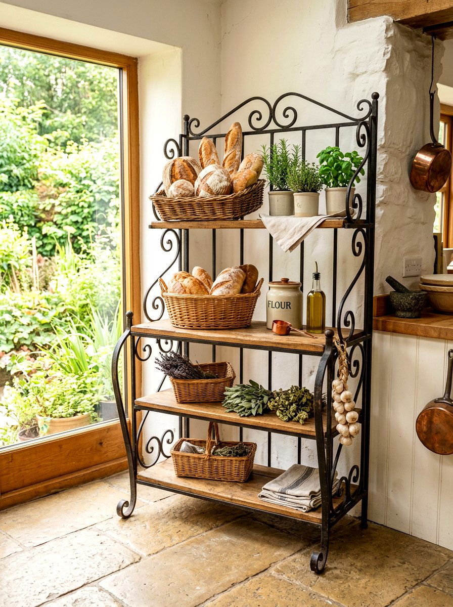 Vintage Baker Rack Storage - 30 furniture style kitchen ideas