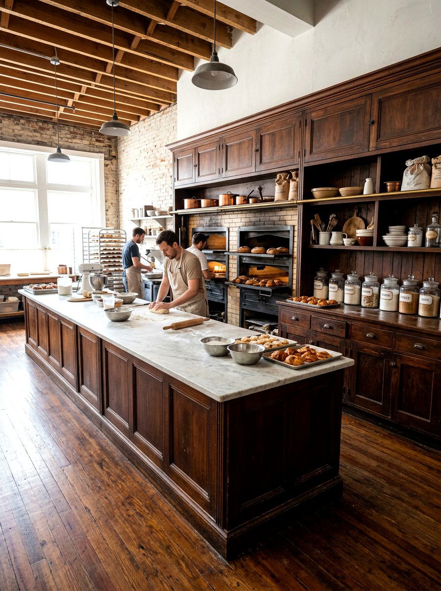 Vintage Bakery Kitchen Marble Island - 30 vintage bakery kitchen ideas