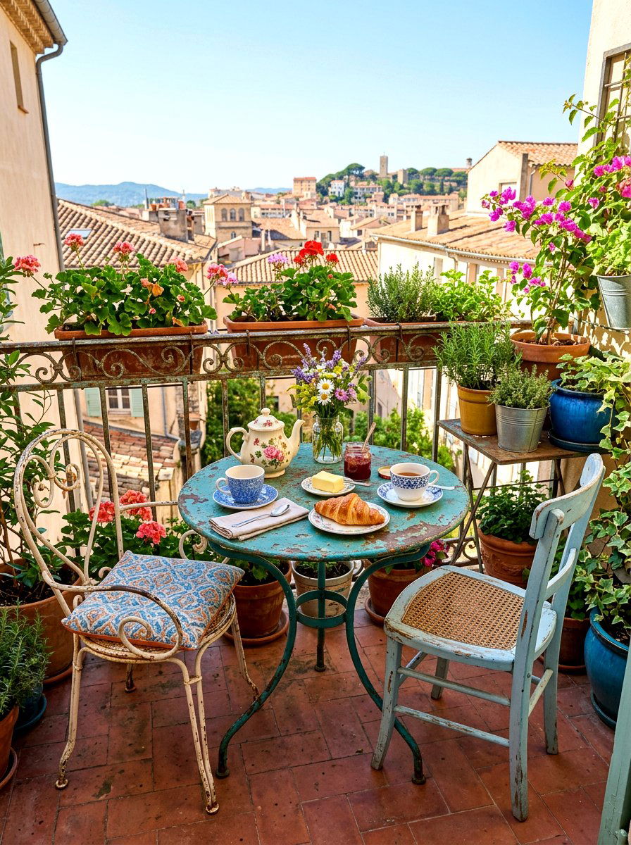 Vintage Balcony Breakfast Table - 30 balcony breakfast table ideas