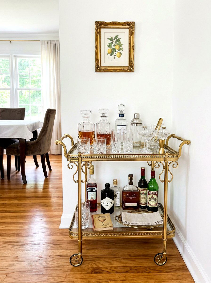 Vintage Bar Cart Nook - 30 secondhand decor ideas