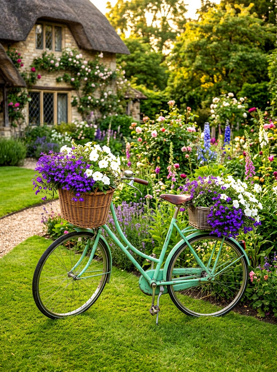 Vintage Bicycle Planter - 30 repurposed garden decor ideas