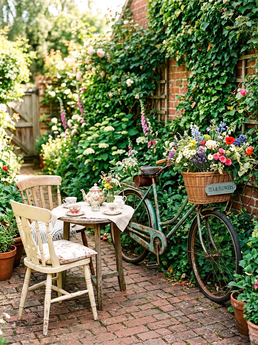 Vintage Bicycle Tea Decor - 30 tea garden corner ideas