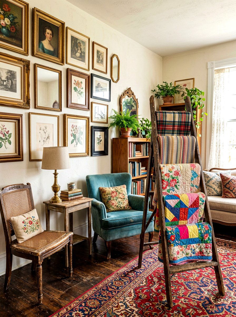 Vintage Blanket Ladder - 30 blanket ladder ideas