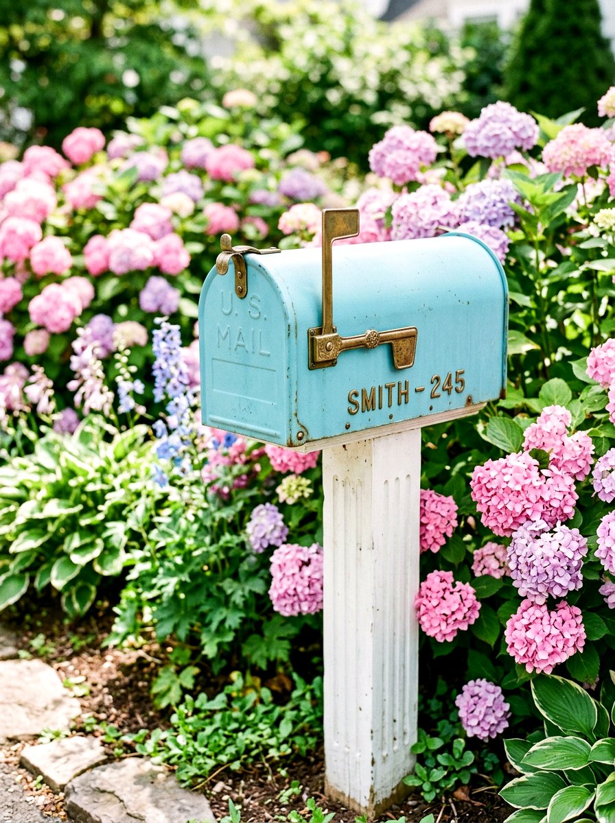 Vintage Blue Mailbox - 30 statement mailbox ideas aesthetic
