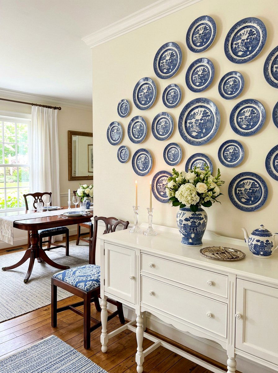 Vintage Blue Willow Porcelain - 30 French country dining room decor ideas