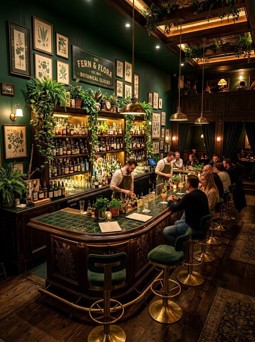 Vintage Botanical Bar - 30 botanical drench room ideas