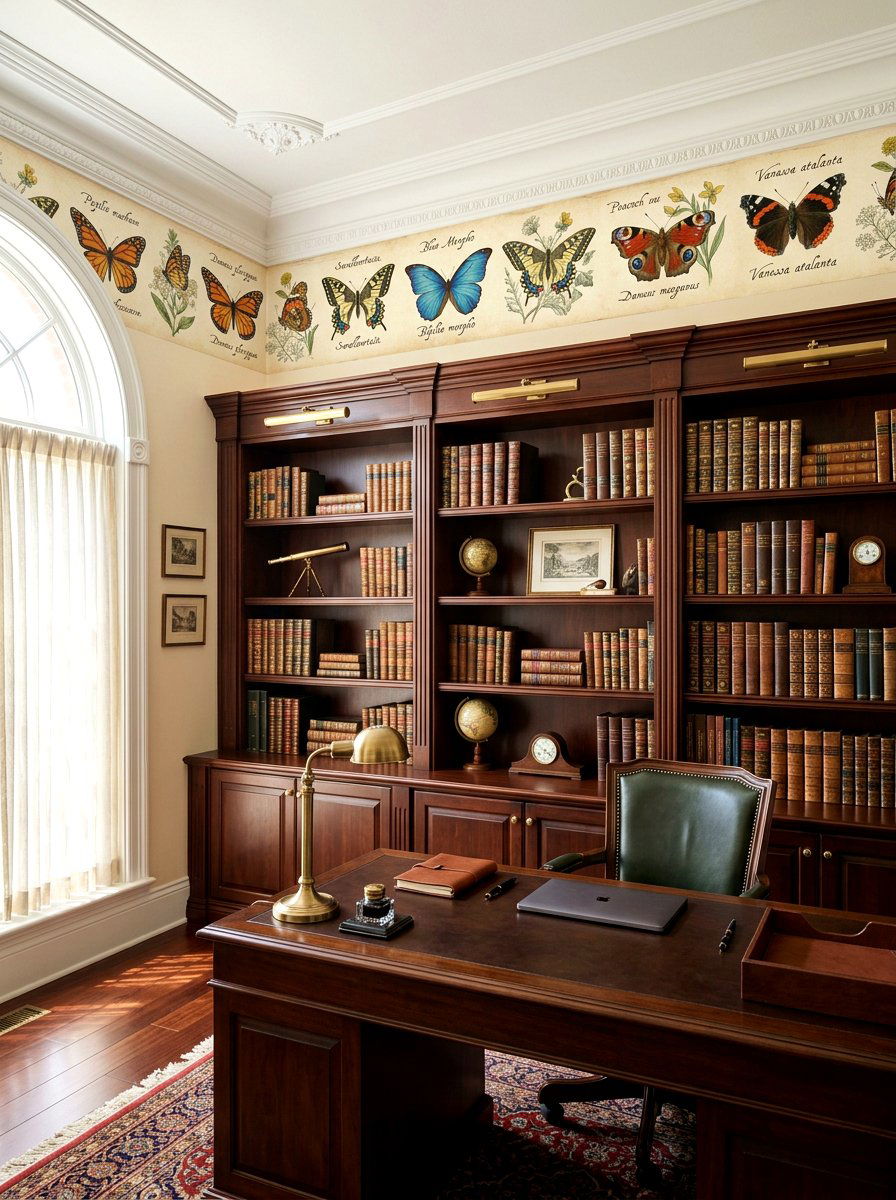 Vintage Botanical Butterfly Border - 30 butterfly border ideas