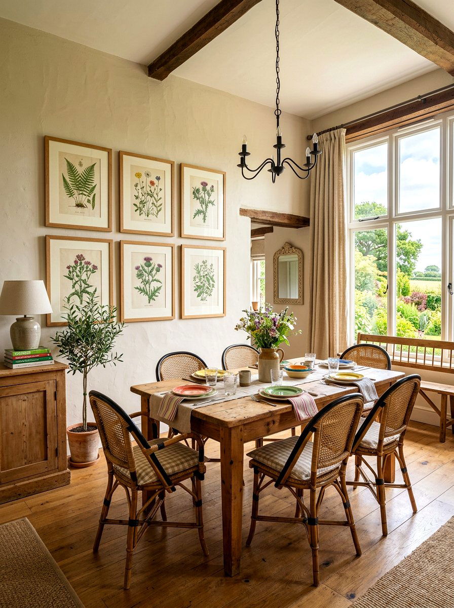Vintage Botanical Dining Wall - 30 dining room wall decor ideas