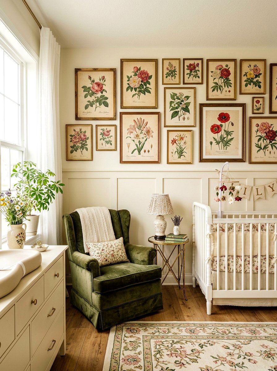 Vintage Botanical Flower Art - 30 nursery wall decor ideas