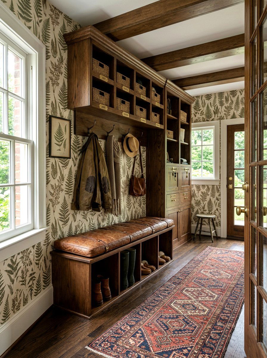 Vintage Botanical Mudroom Wallpaper - 30 mudroom wallpaper ideas