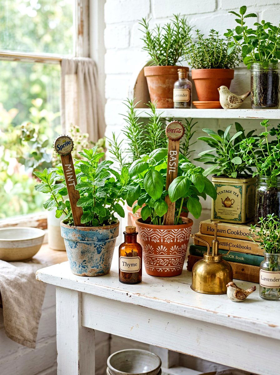 Vintage Bottle Cap - 30 herb garden marker ideas