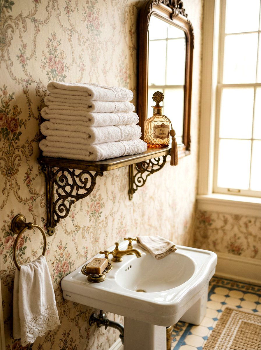 Vintage Brass Bathroom Shelf - 30 spa shelf bathroom ideas