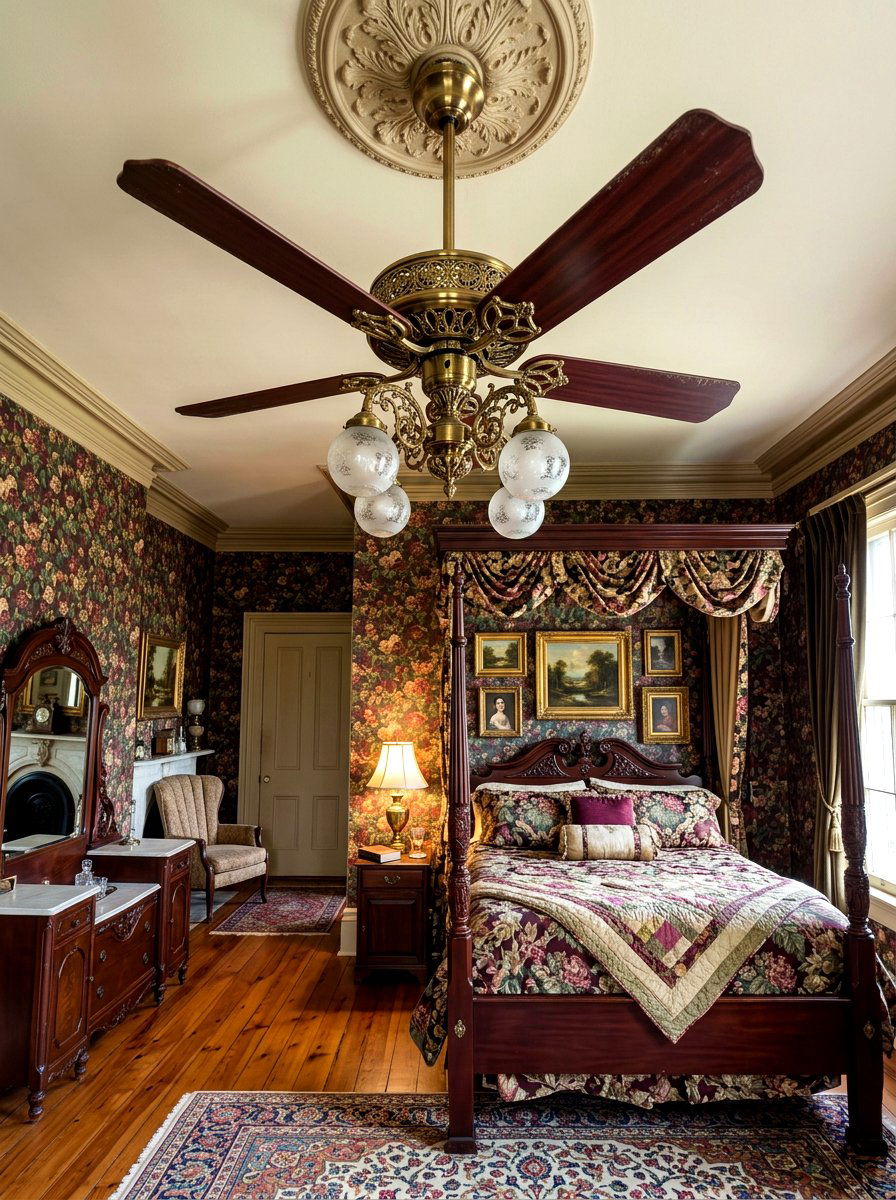 Vintage Brass Ceiling Fan - 30 bedroom ceiling fan ideas