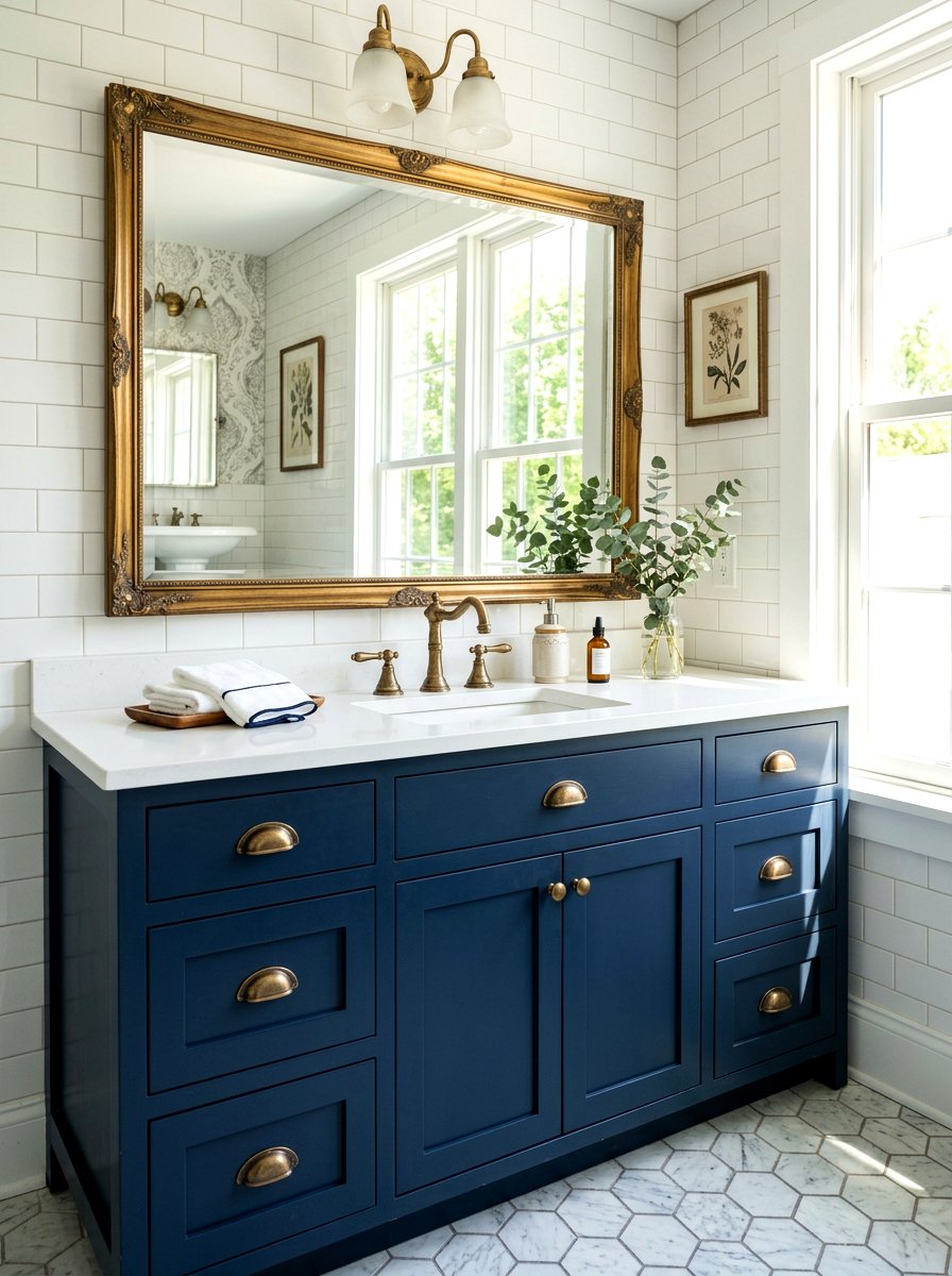 Vintage Brass Hardware - 30 cottage farmhouse bathroom ideas