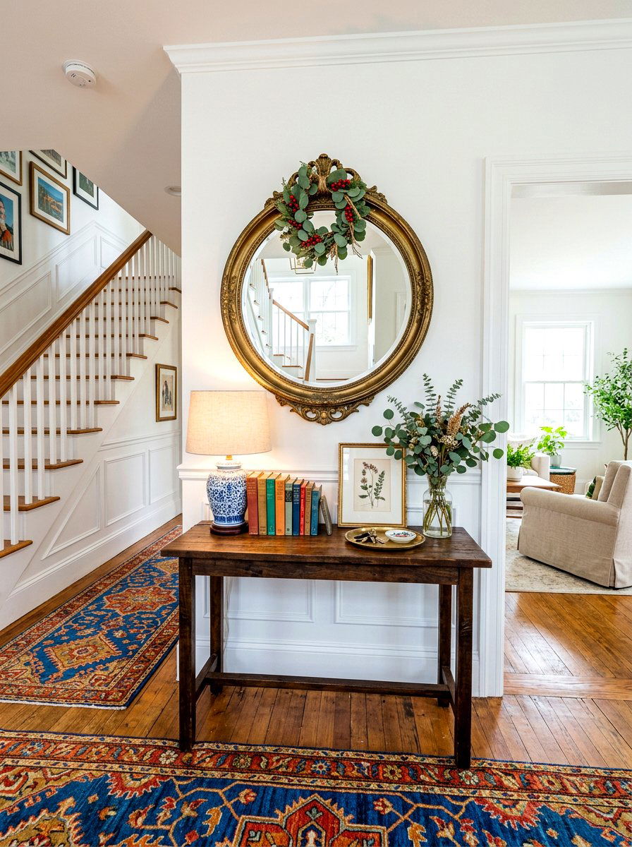 Vintage Brass Mirror - 30 fall entryway decor ideas
