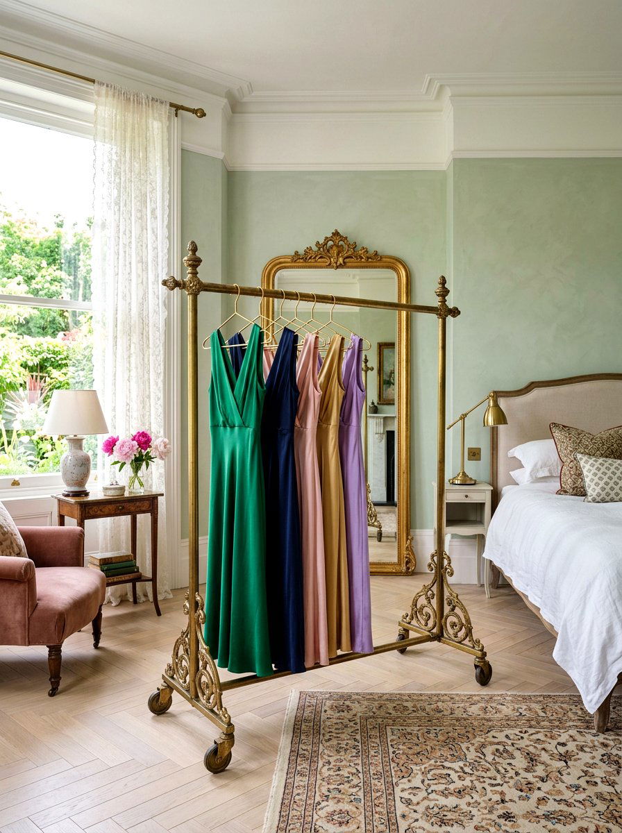 Vintage Brass Rolling Rack - 30 open closet aesthetic ideas