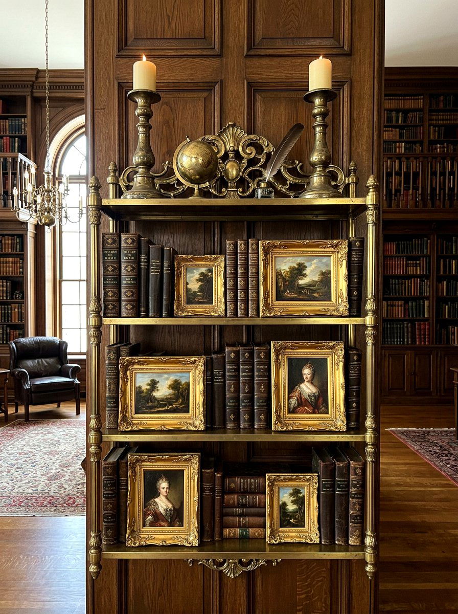 Vintage Brass Shelf - 30 seasonal shelf decor ideas