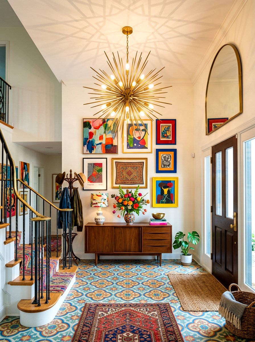 Vintage Brass Starburst - 30 foyer chandelier ideas