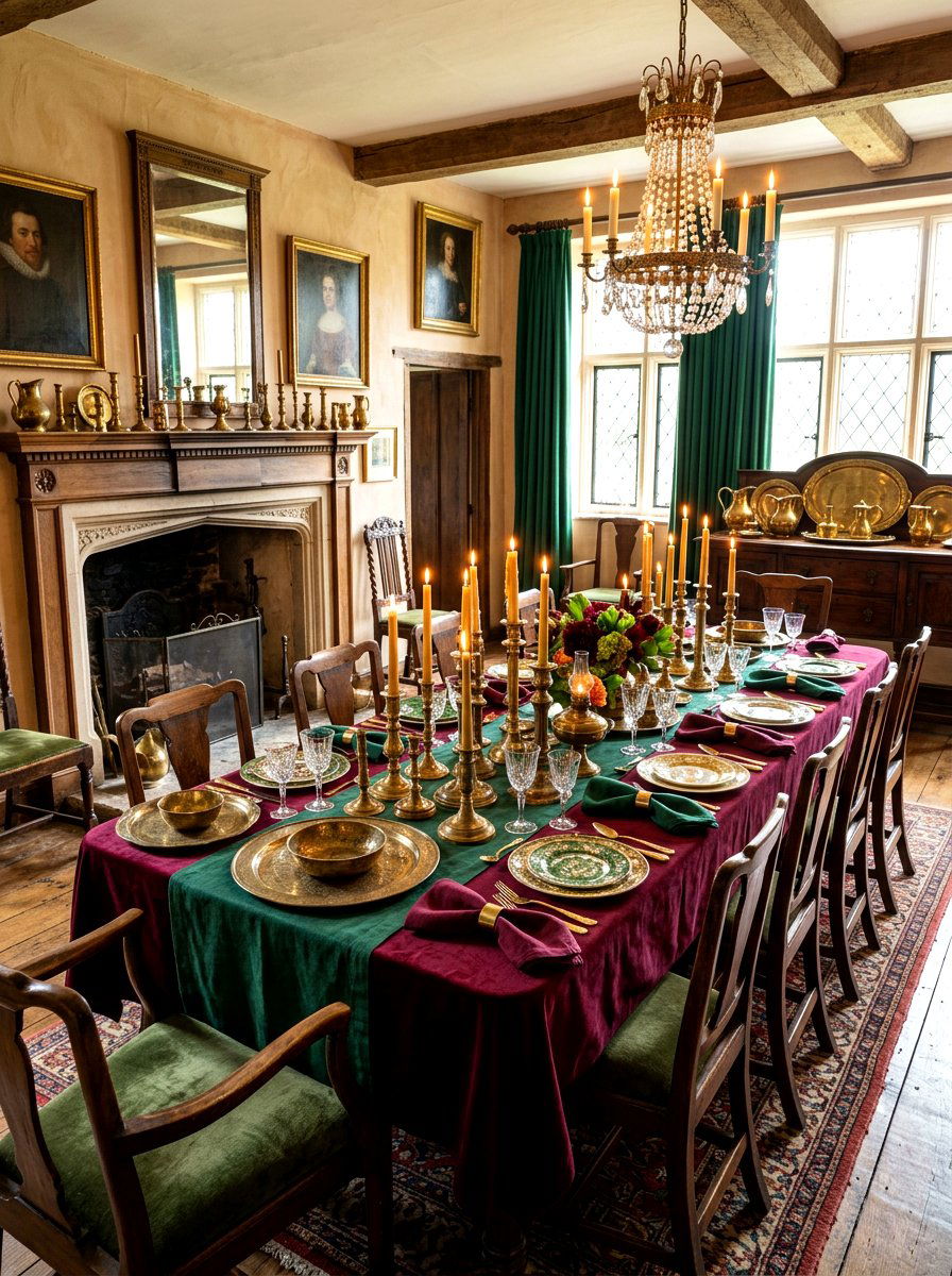 Vintage Brass Tablescape - 30 Thanksgiving table decor ideas