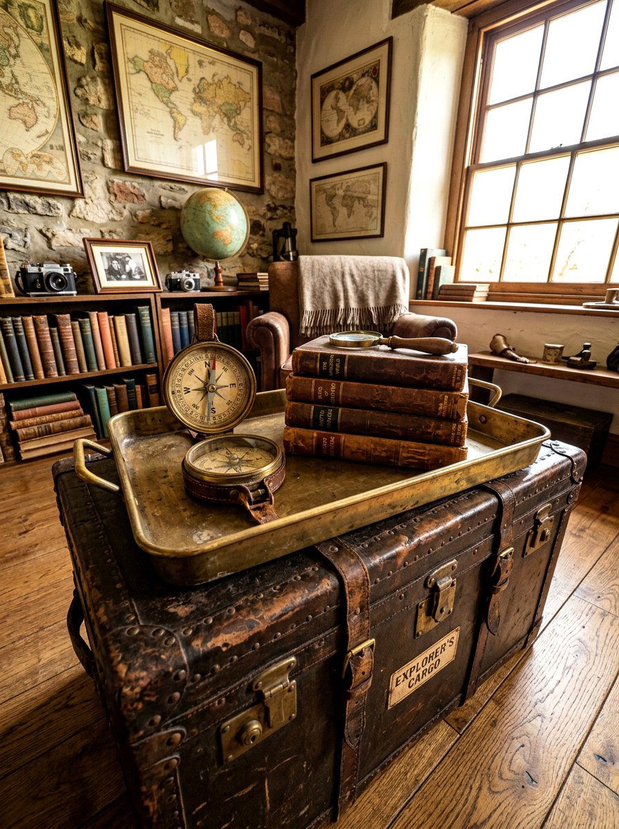 Vintage Brass Trunk Tray - 30 decorative tray ideas