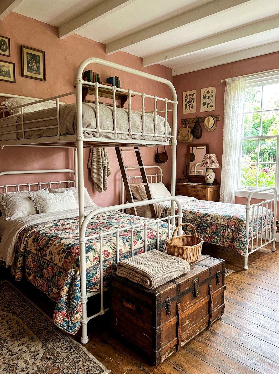 Vintage Bunk Room - 30 bunk room aesthetic ideas