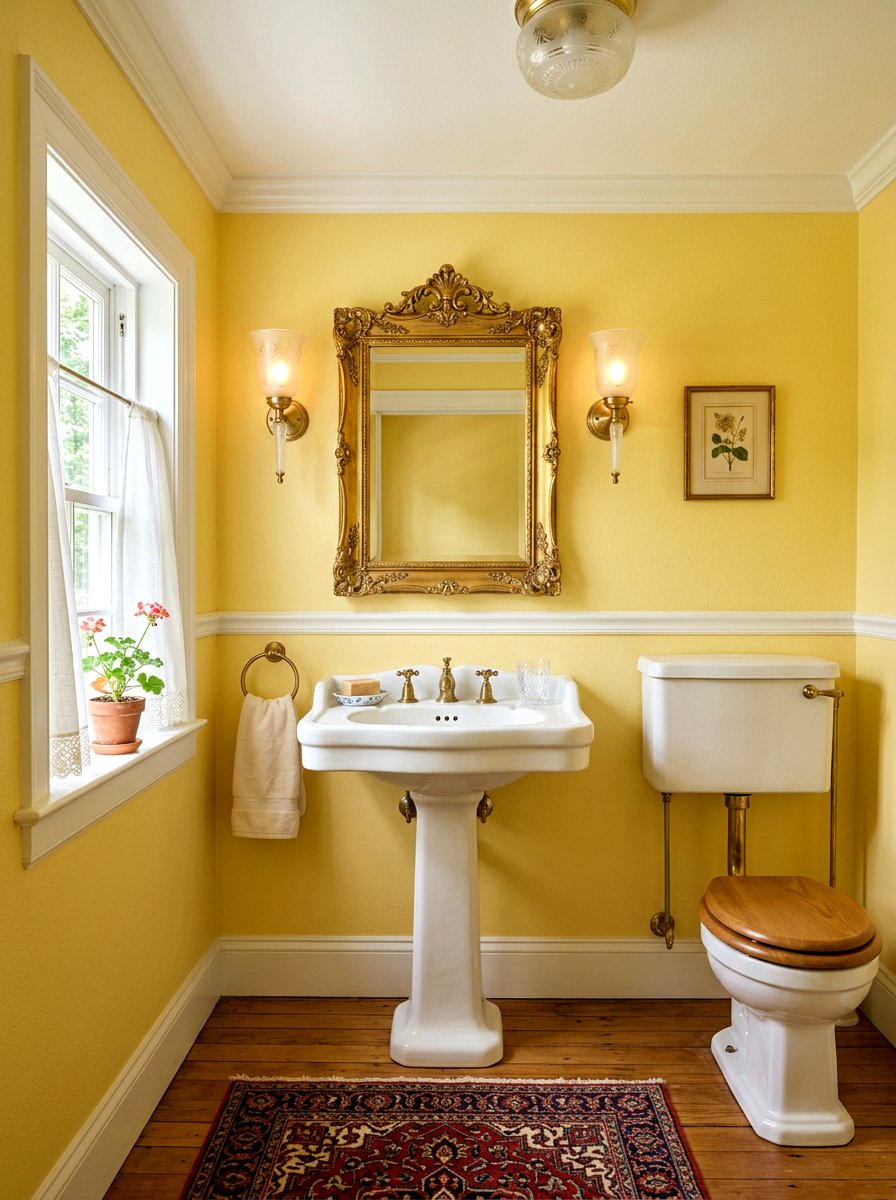 Vintage Butter Yellow Powder Room - 30 butter yellow powder room ideas