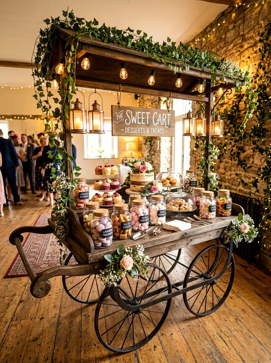 Vintage Cart Dessert Station - 30 dessert station aesthetic ideas