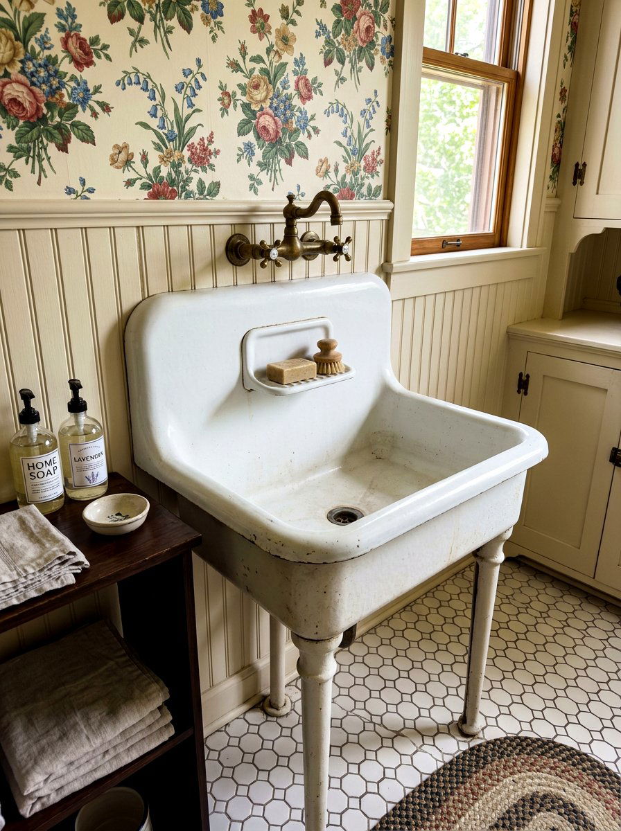 Vintage Cast Iron Sink - 30 laundry room sink ideas