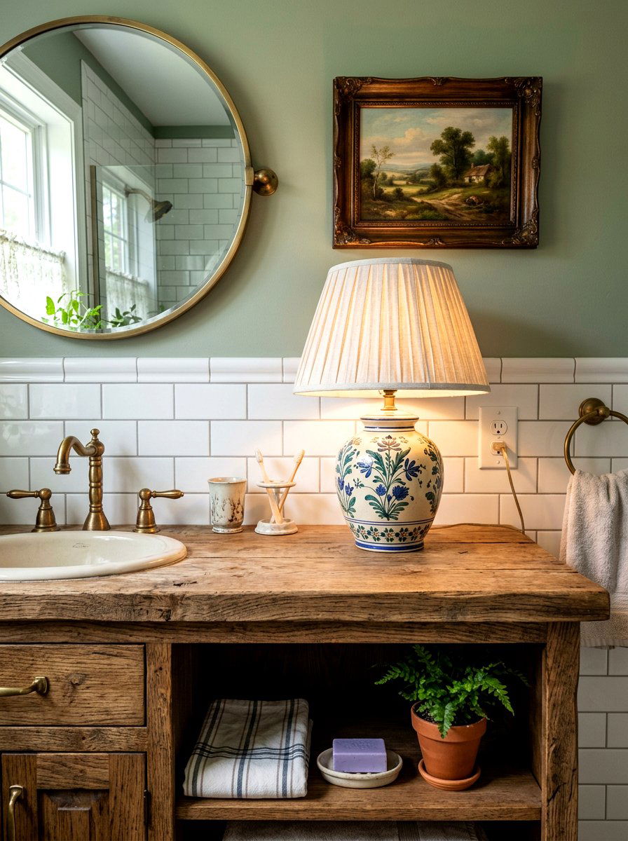 Vintage Ceramic Lamp - 30 mini lamp bathroom counter ideas