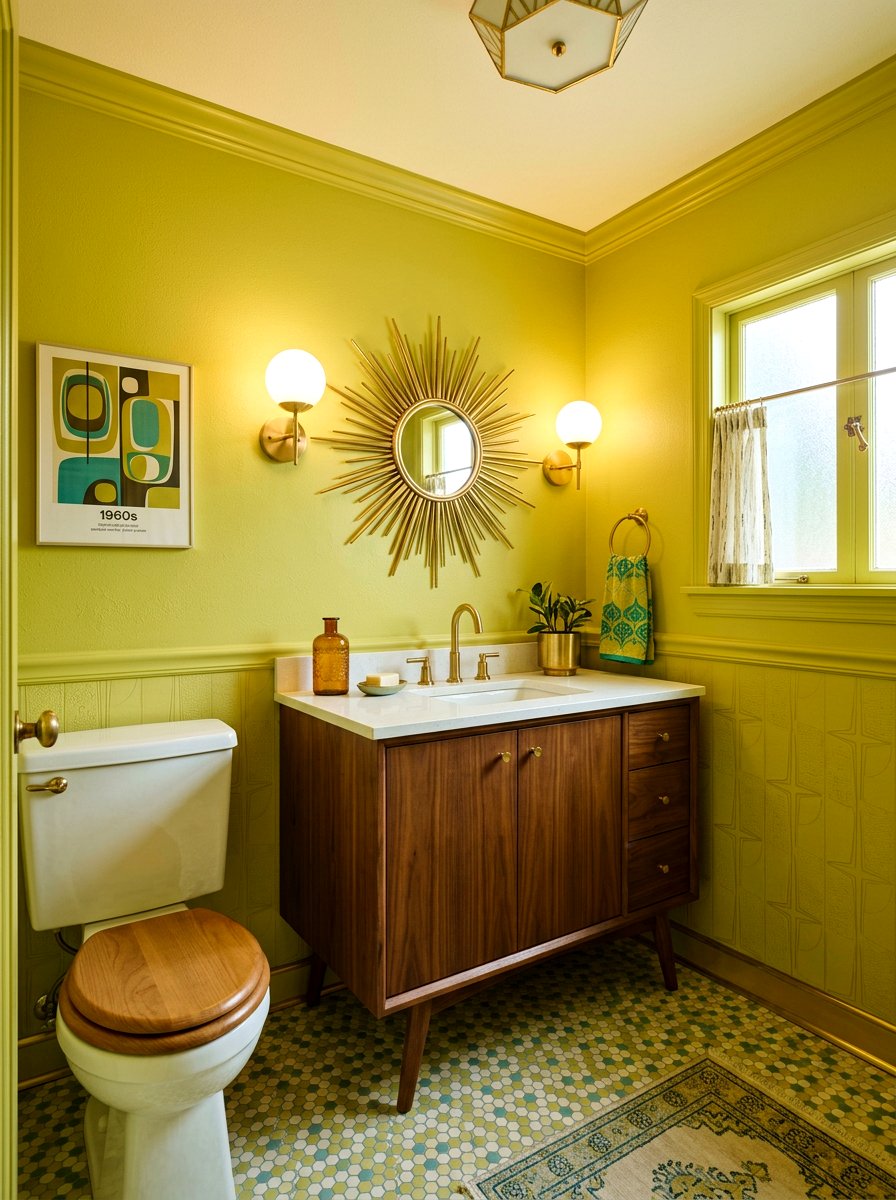 Vintage Chartreuse Powder Room - 30 chartreuse powder room ideas
