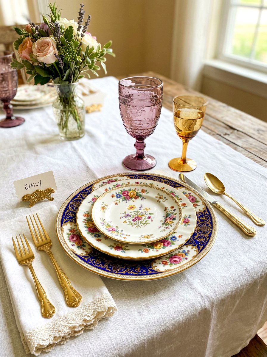Vintage China Place Setting - 30 cottage garden wedding ideas