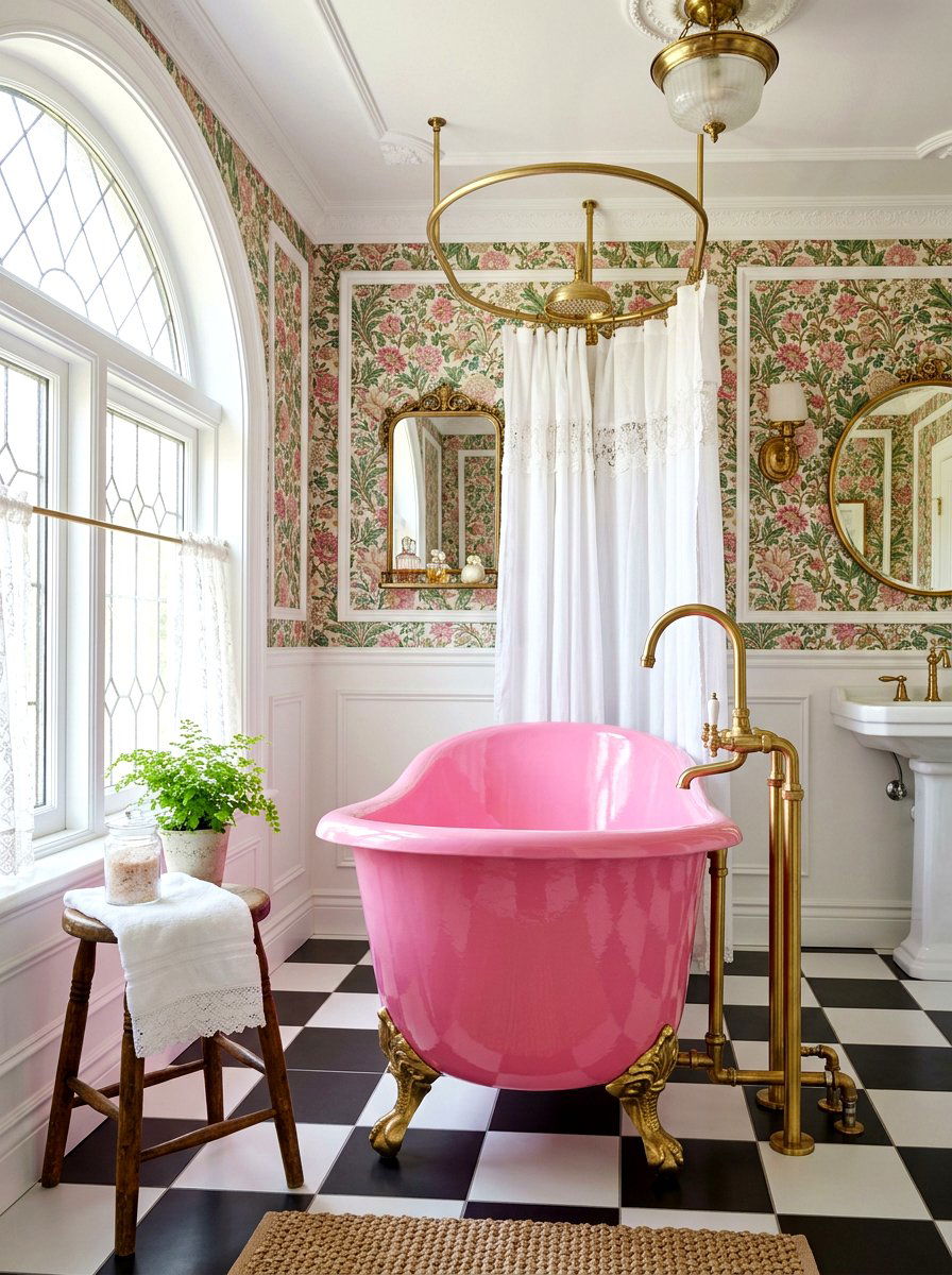 Vintage Clawfoot Tub - 30 maximalist bathroom ideas