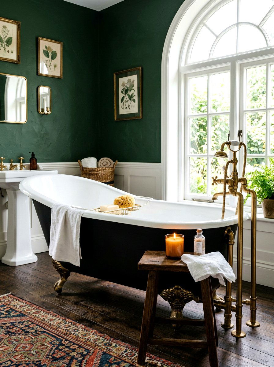 Vintage Clawfoot Tub Bathroom - 30 moody farmhouse bathroom ideas