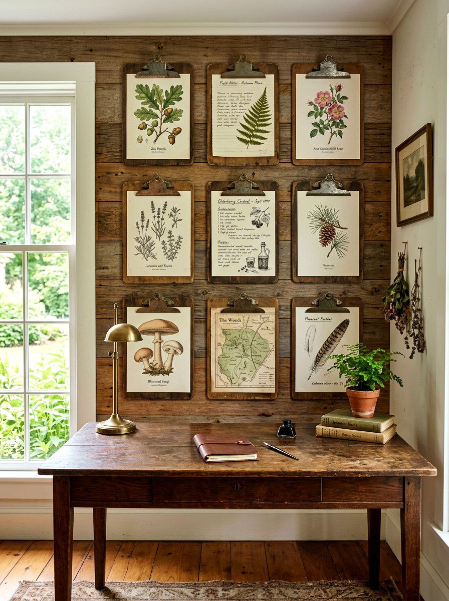 Vintage Clipboard Wall - 30 mood board wall ideas