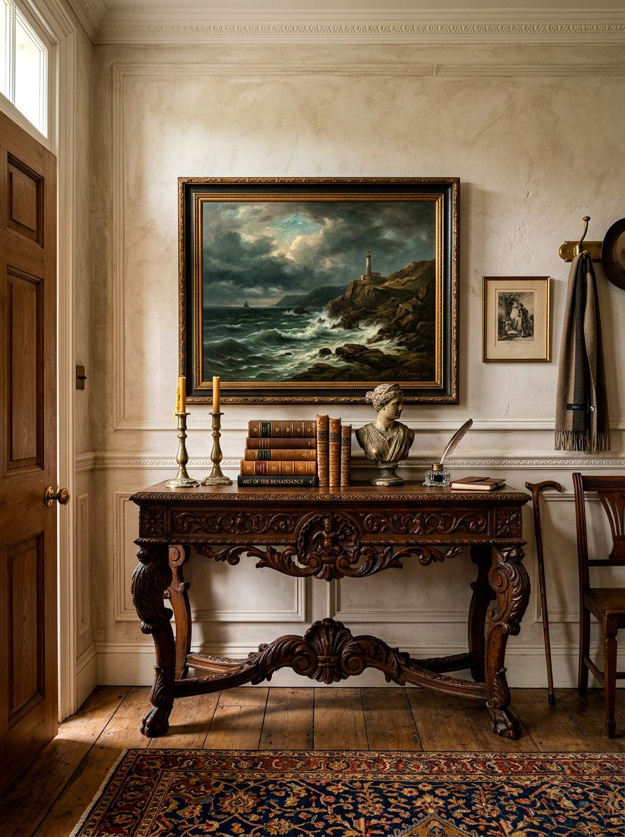 Vintage Console Table - 30 layered entry table ideas