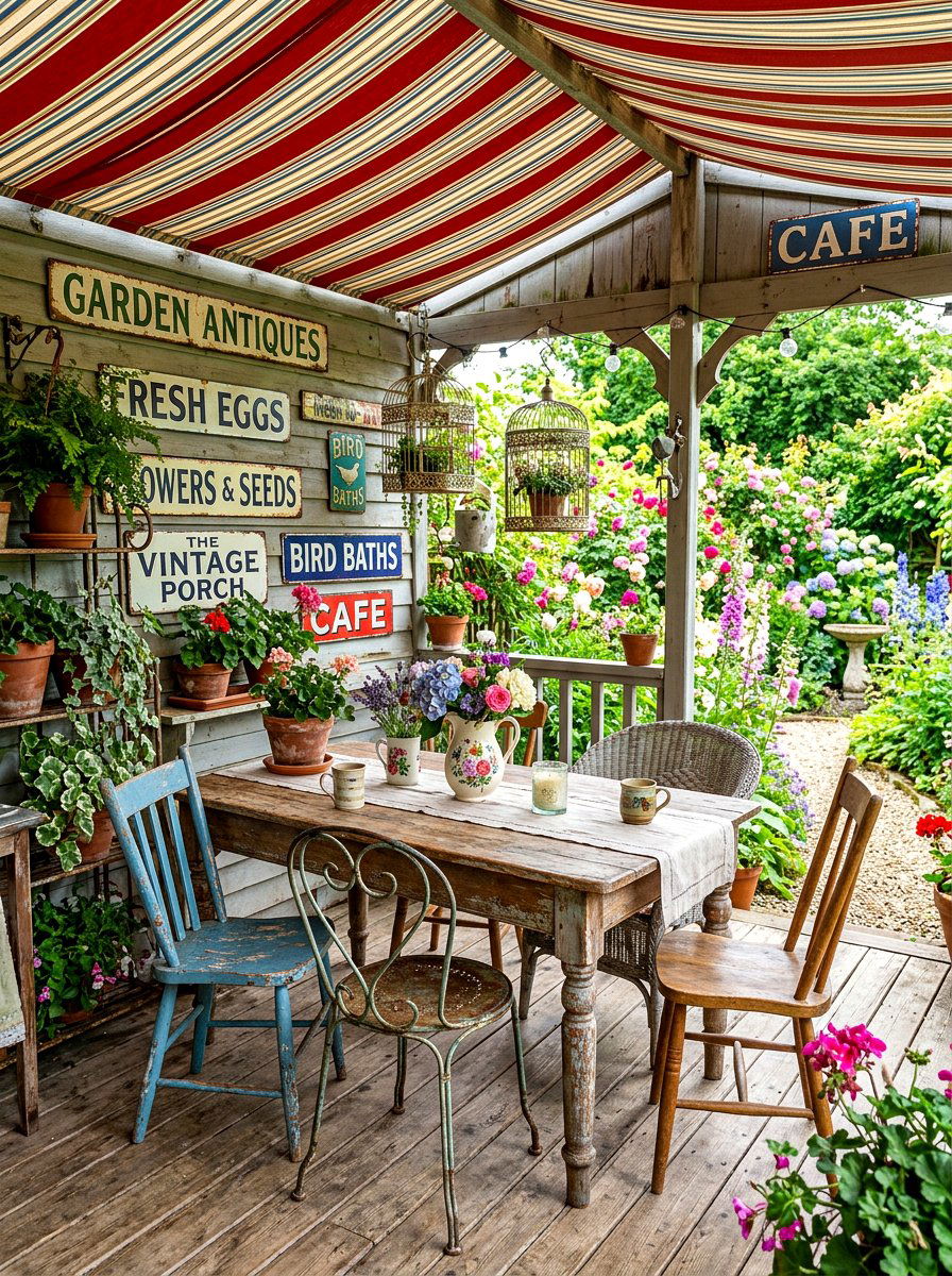 Vintage Covered Porch - 30 covered deck dining ideas