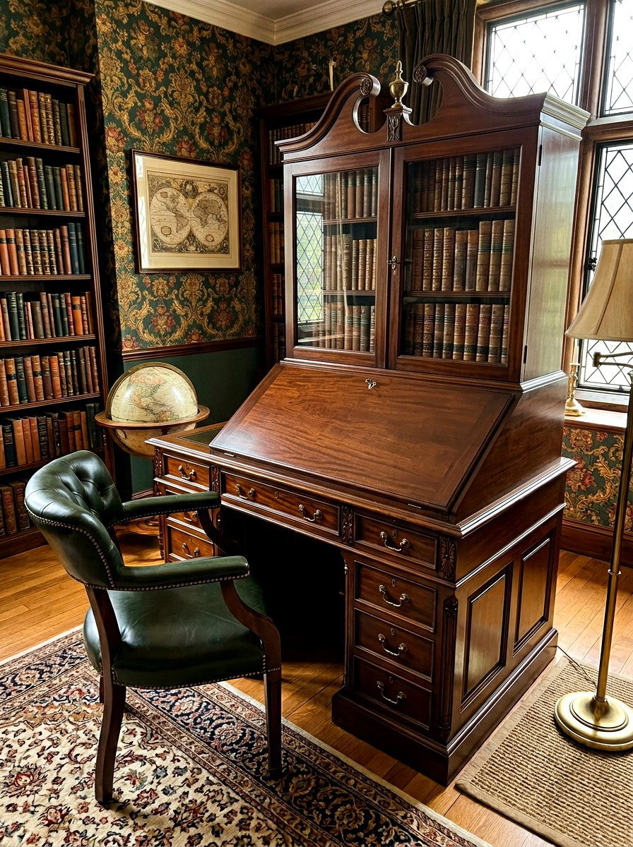 Vintage Dark Wood Secretary Desk - 30 dark wood office ideas