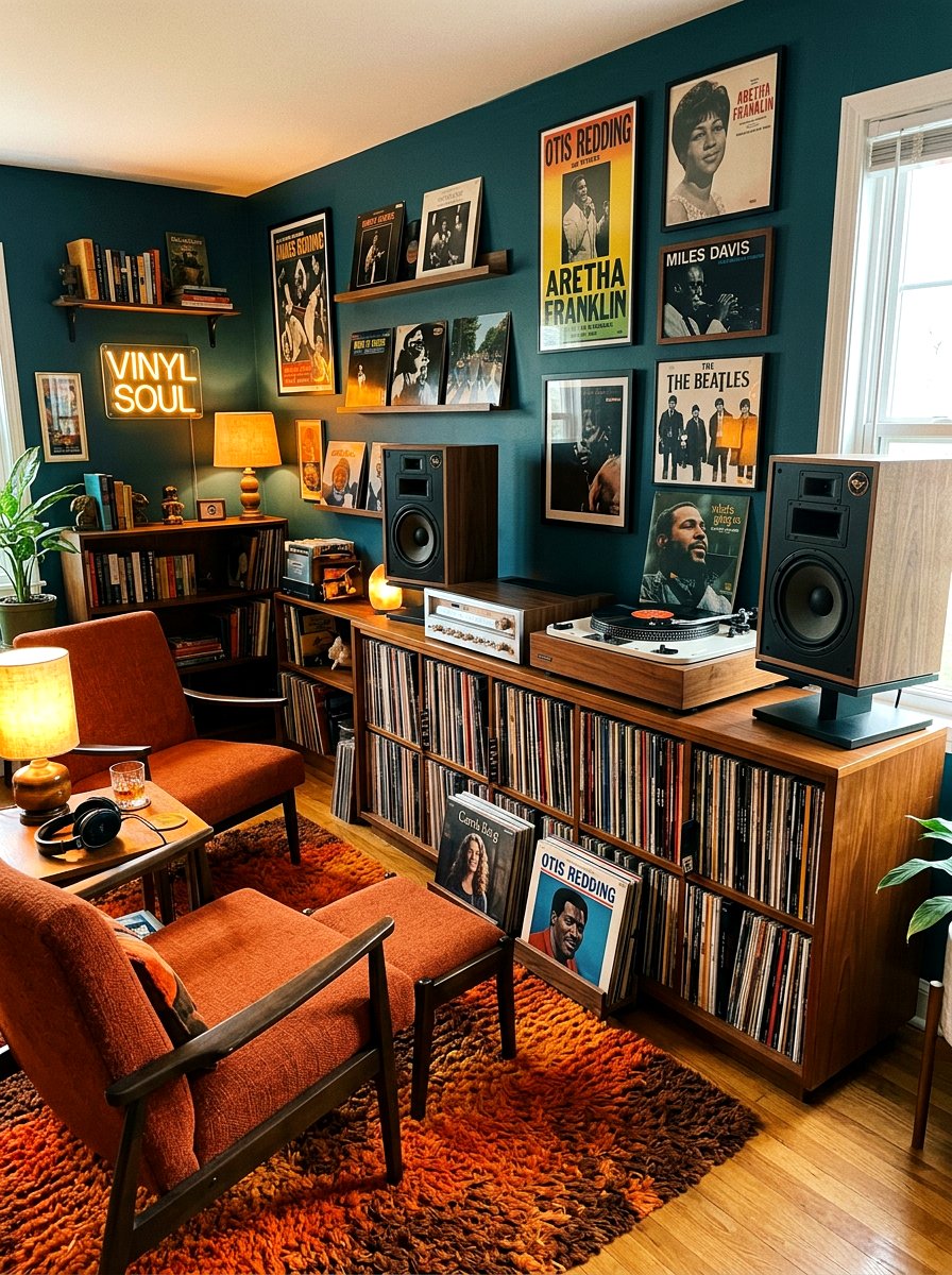 Vintage Den Record Station - 30 den decorating ideas