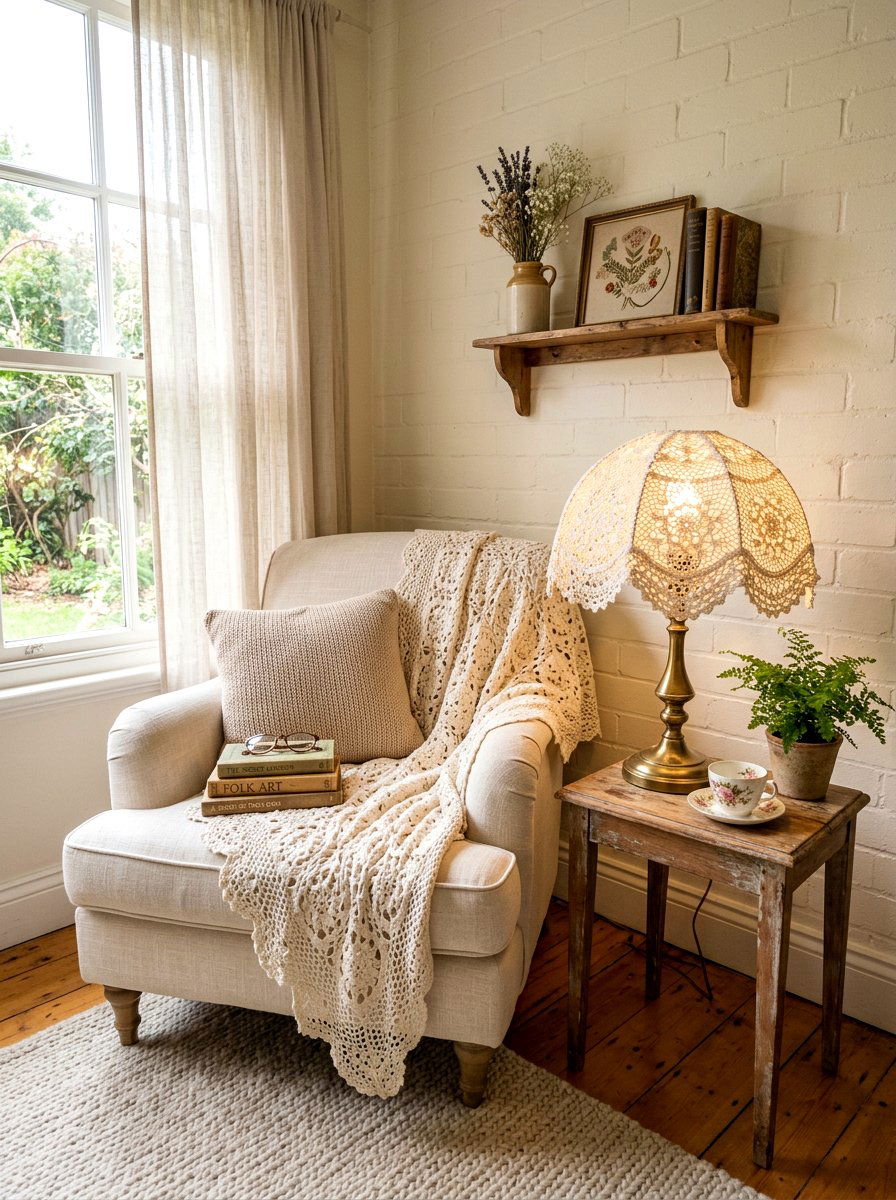 Vintage Doily Lampshade - 30 frilly lampshade ideas
