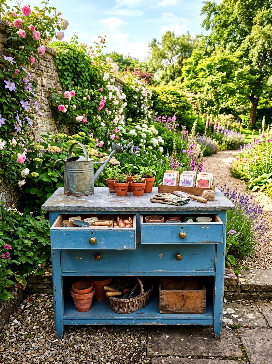 Vintage Dresser Potting Bench - 30 potting bench ideas