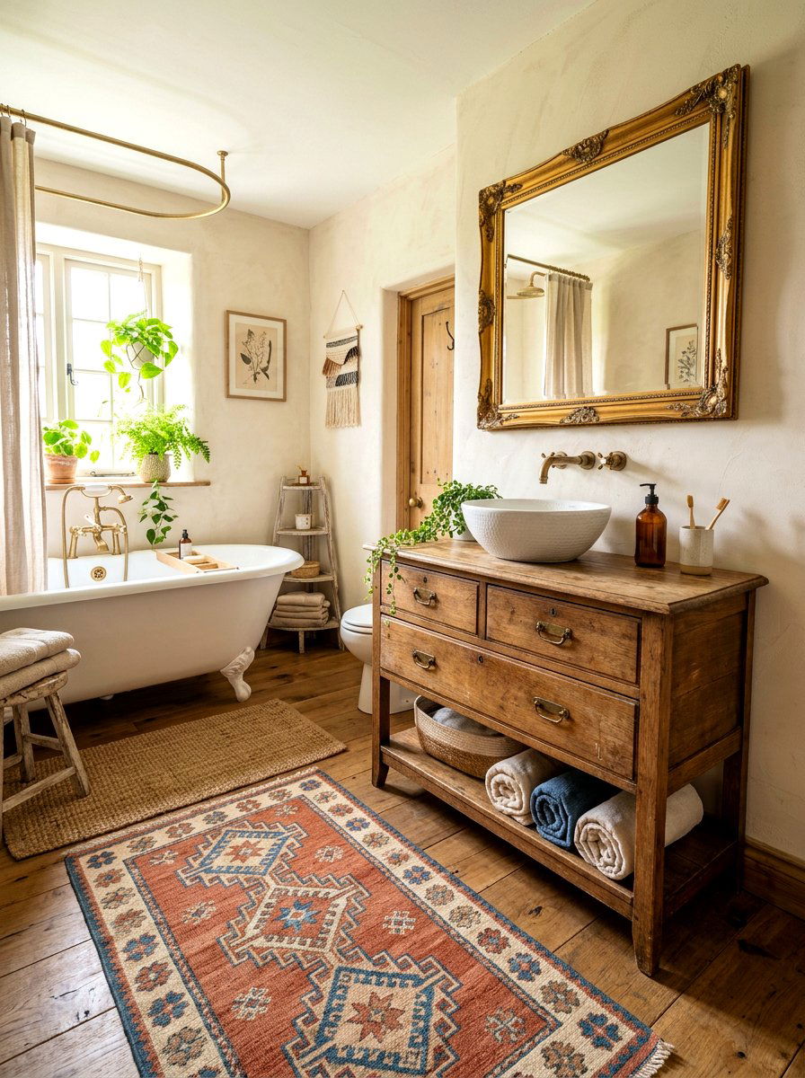Vintage Dresser Vanity - 30 cottage bathroom ideas