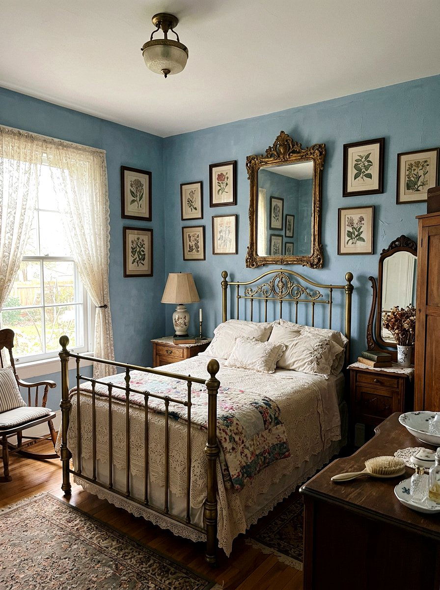 Vintage Dusty Blue Bedroom - 30 dusty blue bedroom ideas