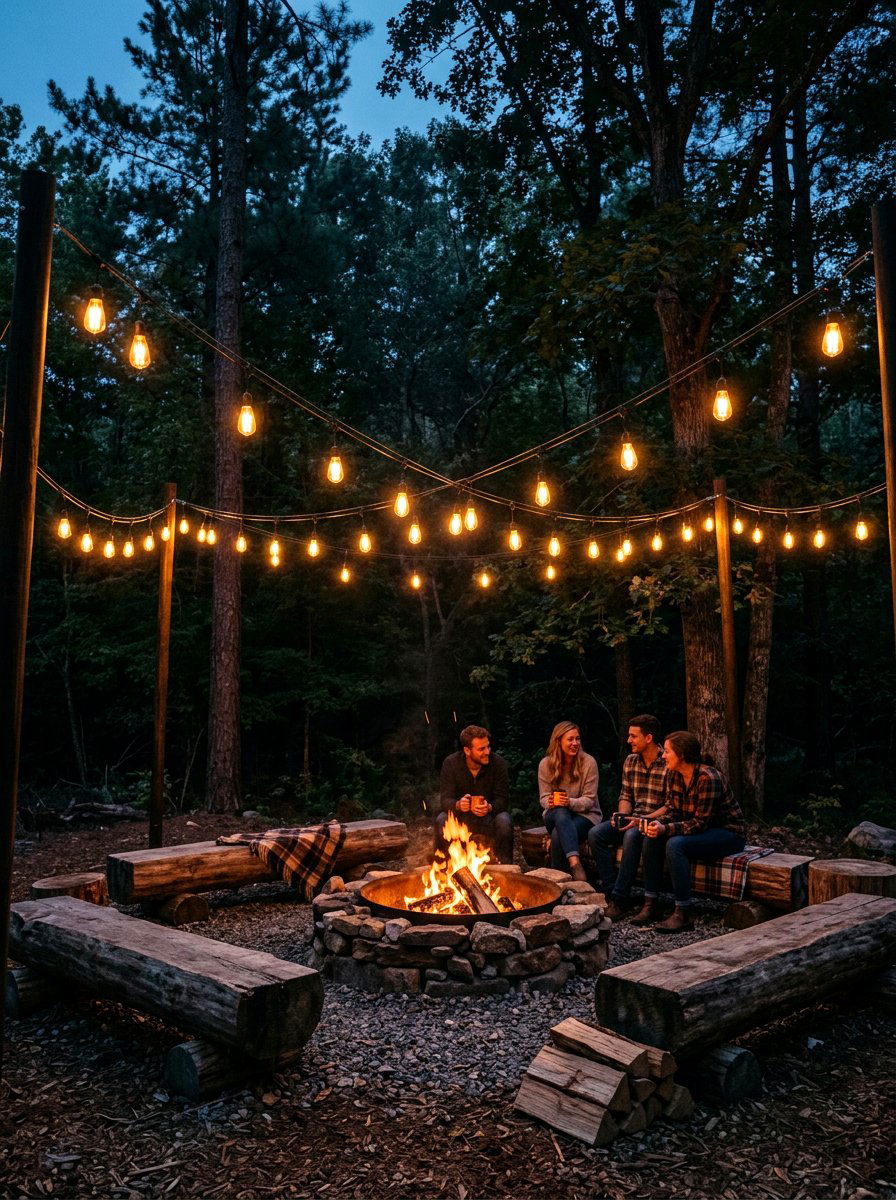 Vintage Edison Bulbs Fire Pit - 30 fire pit lighting ideas