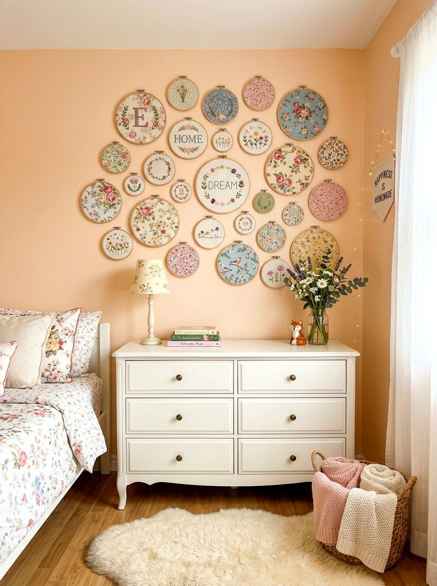 Vintage Embroidery Hoop Collage - 30 vintage collage wall ideas