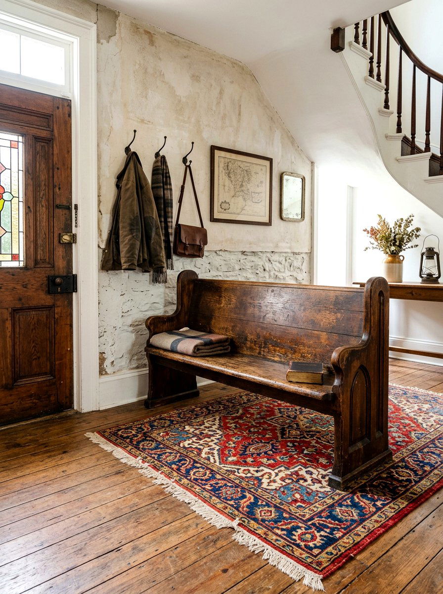 Vintage Entryway Bench - 30 foyer bench seating ideas