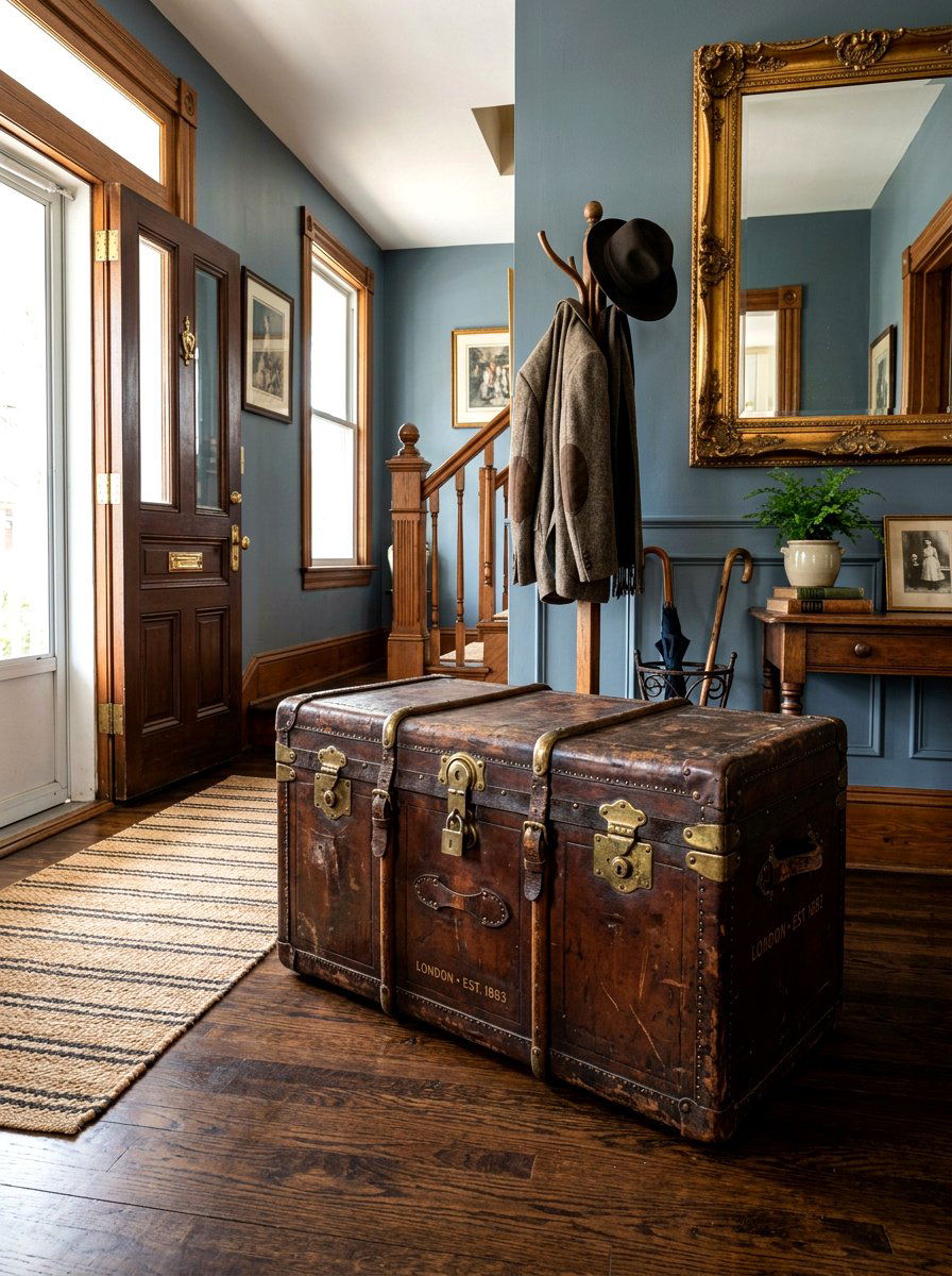 Vintage Entryway Trunk Storage - 30 entryway storage ideas
