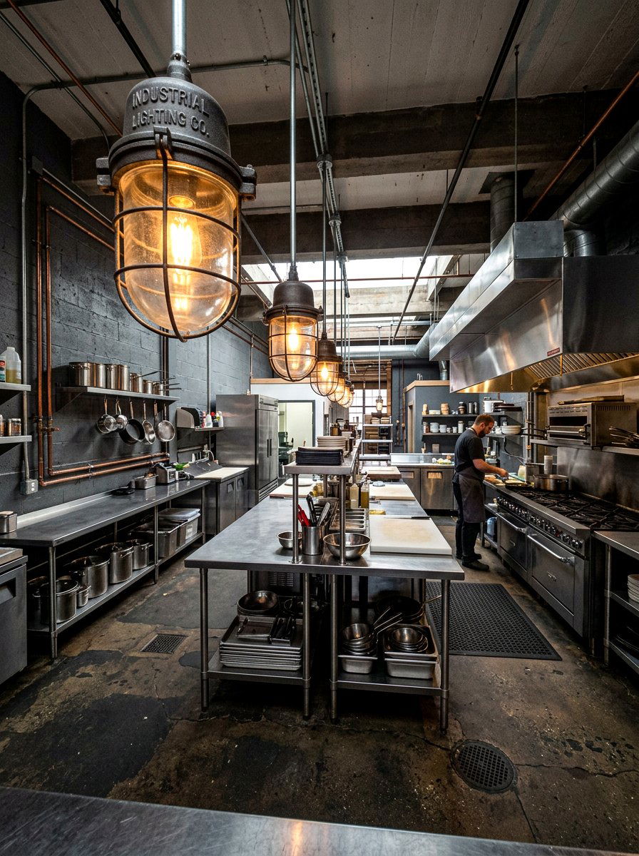 Vintage Factory Lantern - 30 kitchen lantern lighting ideas